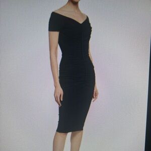 Chiara Boni La Petite Robe Shushana V Neck Cap Sleeve Shirred Body Con Dress 40